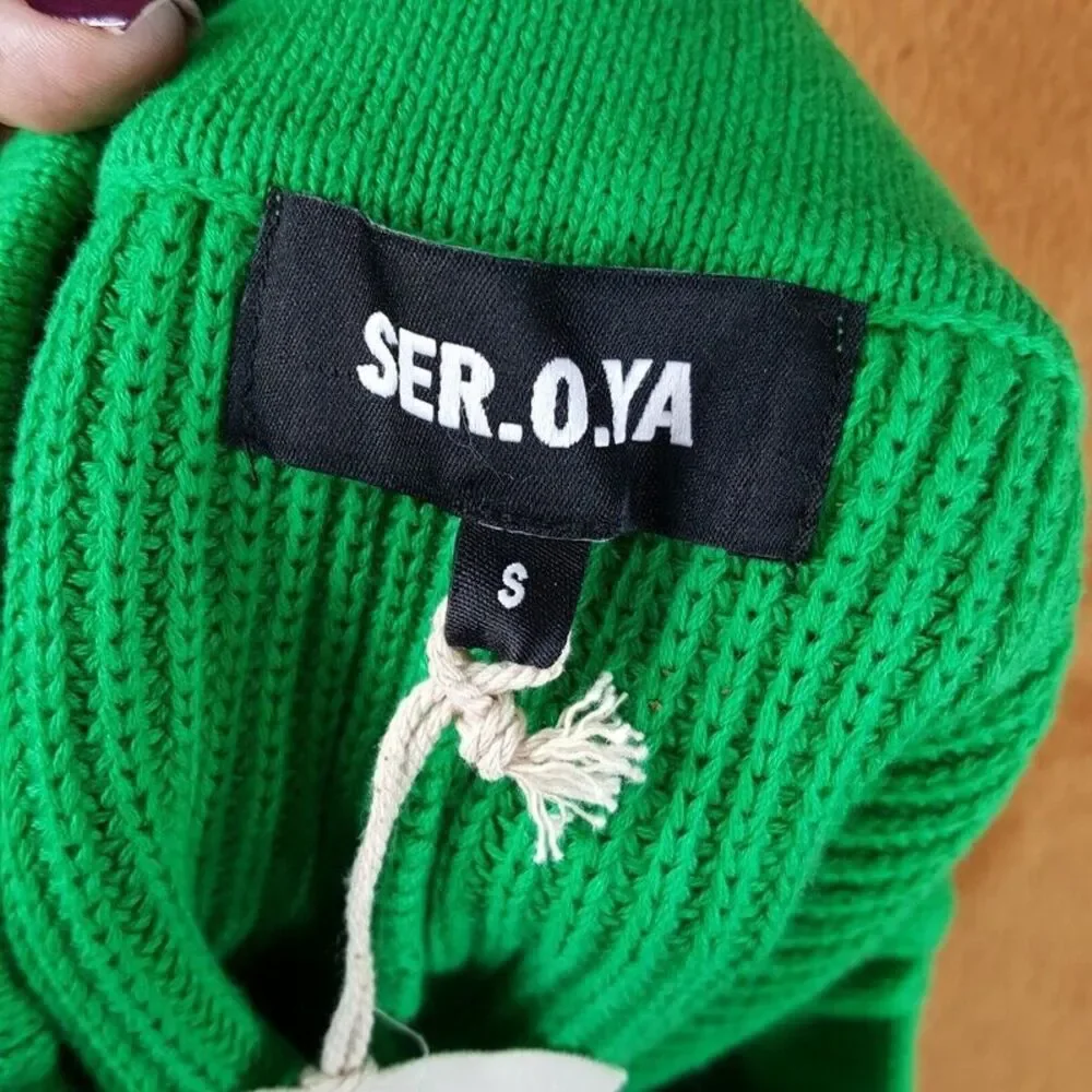 SER.O.YA Womens Shorts Small Green Pull On 100% Cotton Knit Satin Pockets UMA